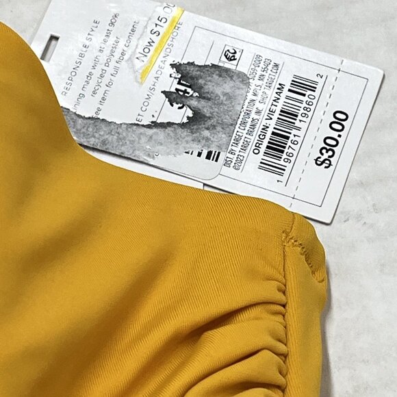 Shade & Shore Bikini Top Womens 34D Mustard Yellow One Shoulder Braided Swim - Picture 4 of 5